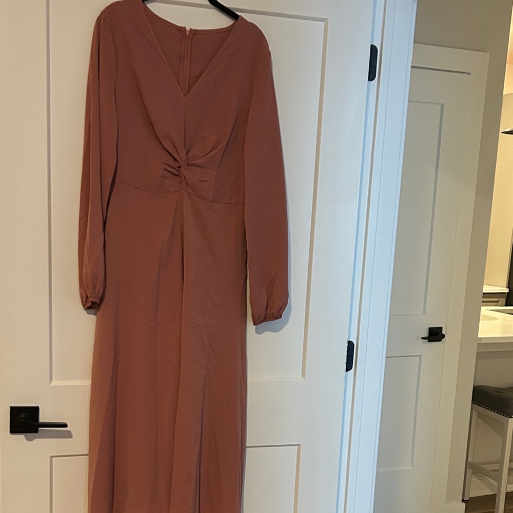 Elegant Rust Long Sleeve Dress